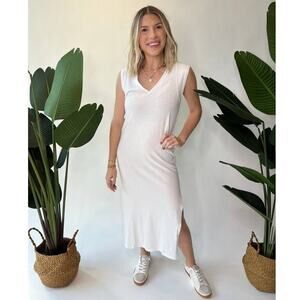 Felicite V-Neck Knit Sleeveless Tee Shirt Dress White 4000-1100W Size 1 XS NEW